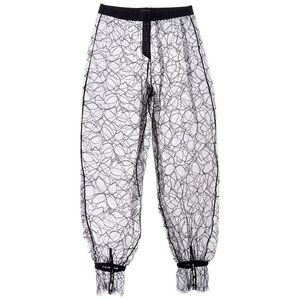 Kiki De Montparnasse Womens Lace Silk-Trim Track Pant, Black